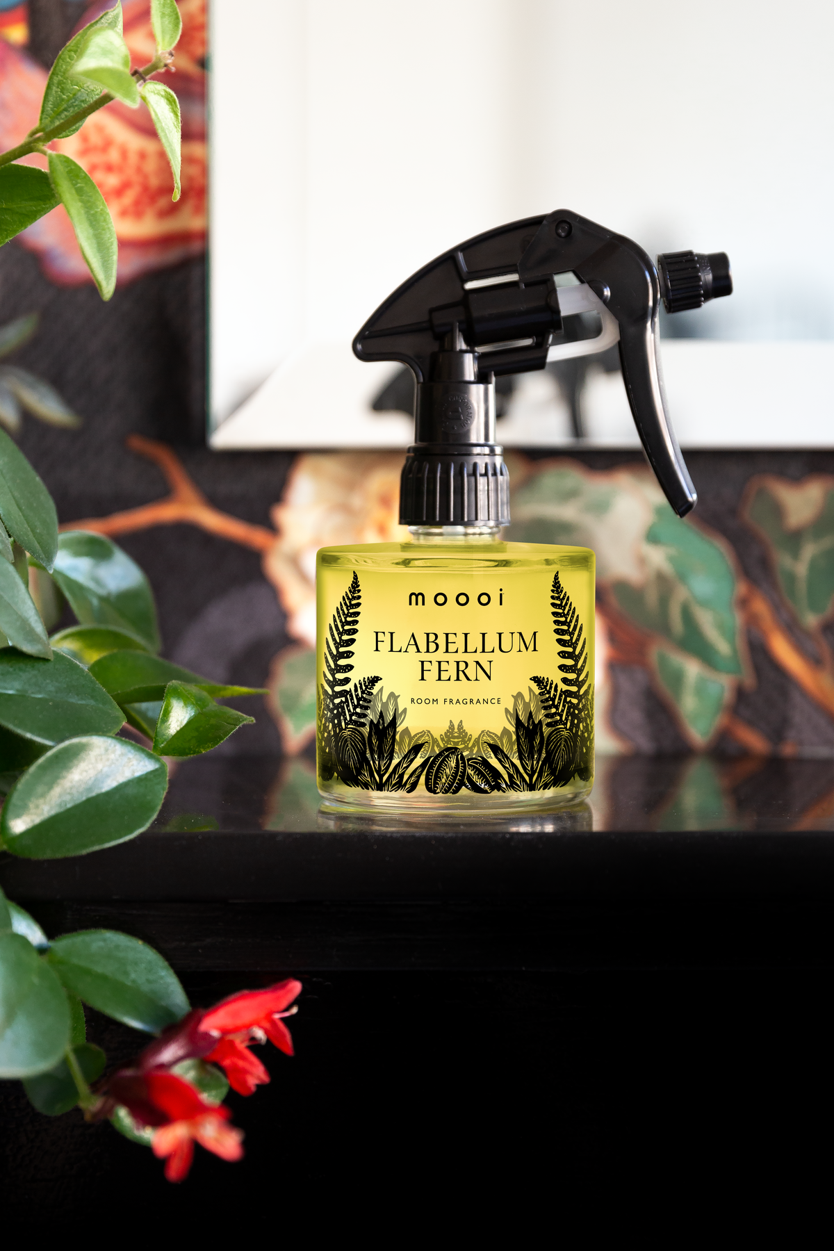 Home fragrance Flabellum Fern bottle spray in setting